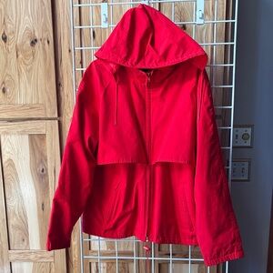Eddie Bauer Men's Bright Red Hooded Raincoat